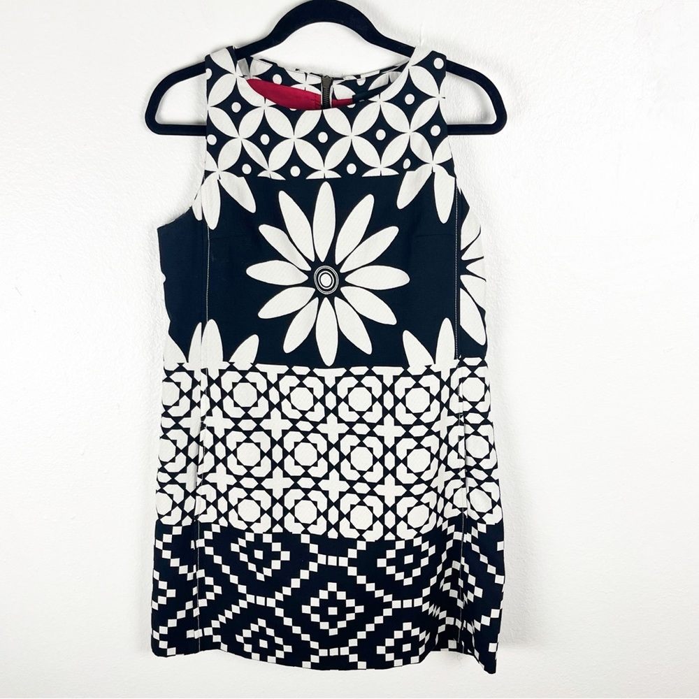 DESIGUAL By Christian Lacroix Black White Floral Side Pockets Lined Dress 12
